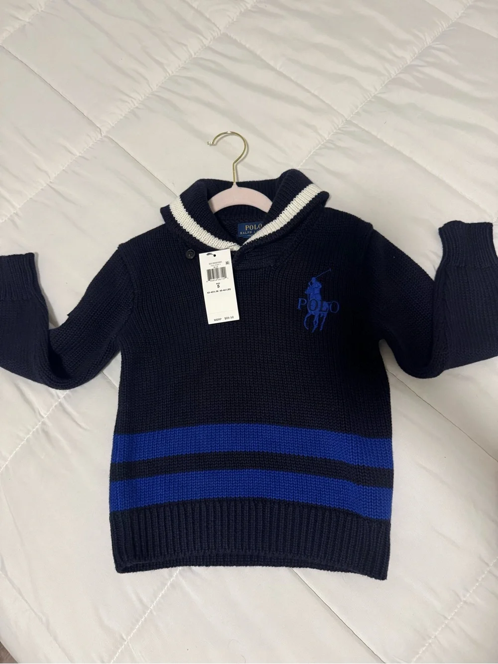 Ralph Lauren Navy Sweater with Royal Blue Stripes